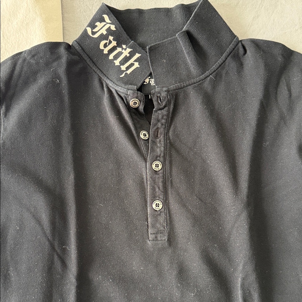 Faith authentic Black Long Sleeve Shirt with Embroidered Collar | USA XL - Picture 4 of 7